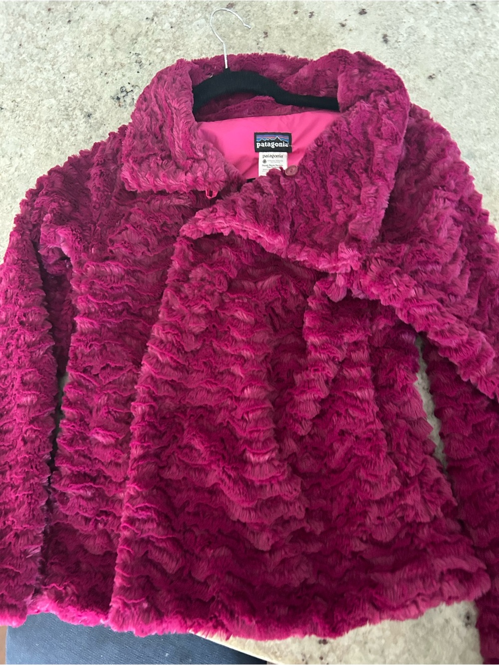 Patagonia Kids Plush Faux-Fur Puffer Jacket - Magenta Pink